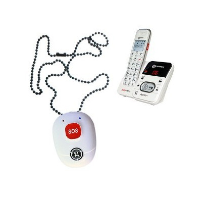 Téléphone alarme en pendentif avec bouton personne âgée